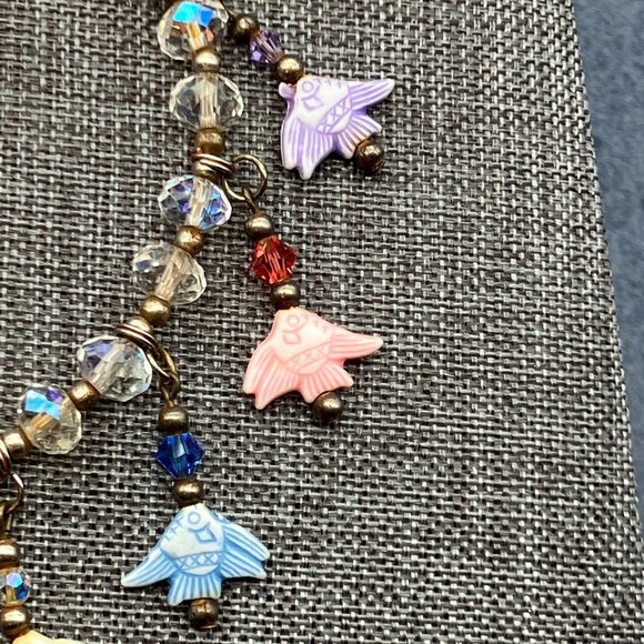 Angelfish Anklet Ankle Bracelet Angel Fish Multi Color Pastel Silver Retro BoHo - Picture 4 of 7